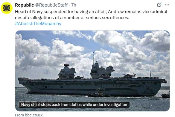 Prince Andrews rank under scrutiny after Navy chief removed