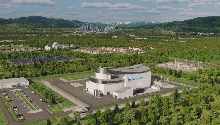 An artist’s rendering shows Westinghouse’s planned AP300 small modular nuclear power reactor, which the company officially unveiled on May 4, 2023, and hopes will be built in the United States and around the world. — Reuters