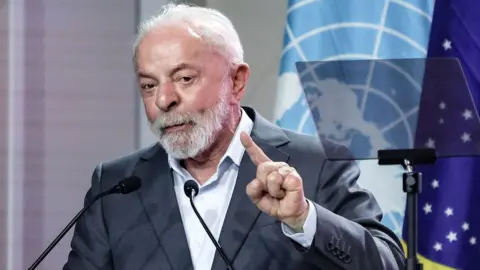 Shutterstock Brazilian President Luiz Inacio Lula da Silva speaks during the opening of the COP30 conferences in Belem, Brazil.